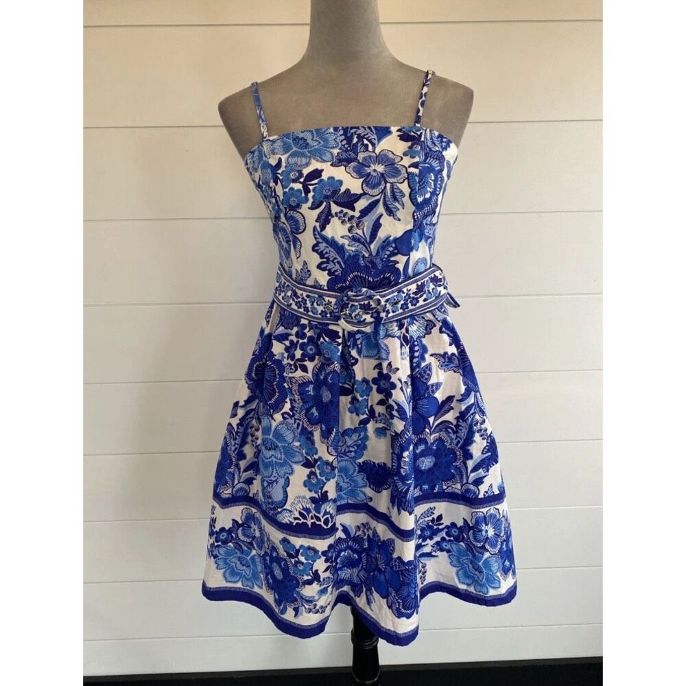 Joie Blue Floral Belted Dress Size 6 NWT/0206